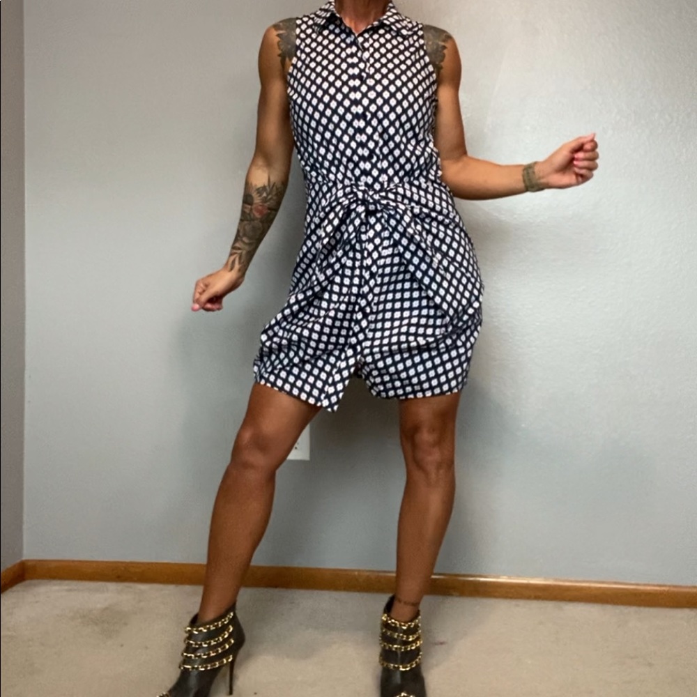 Michael Kors Blue Ikat Geo Print Shirt Dress